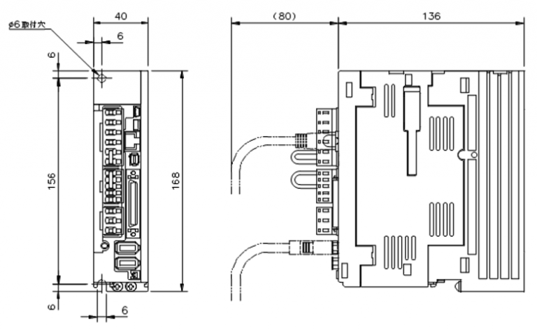 付属サーボアンプ寸法図 