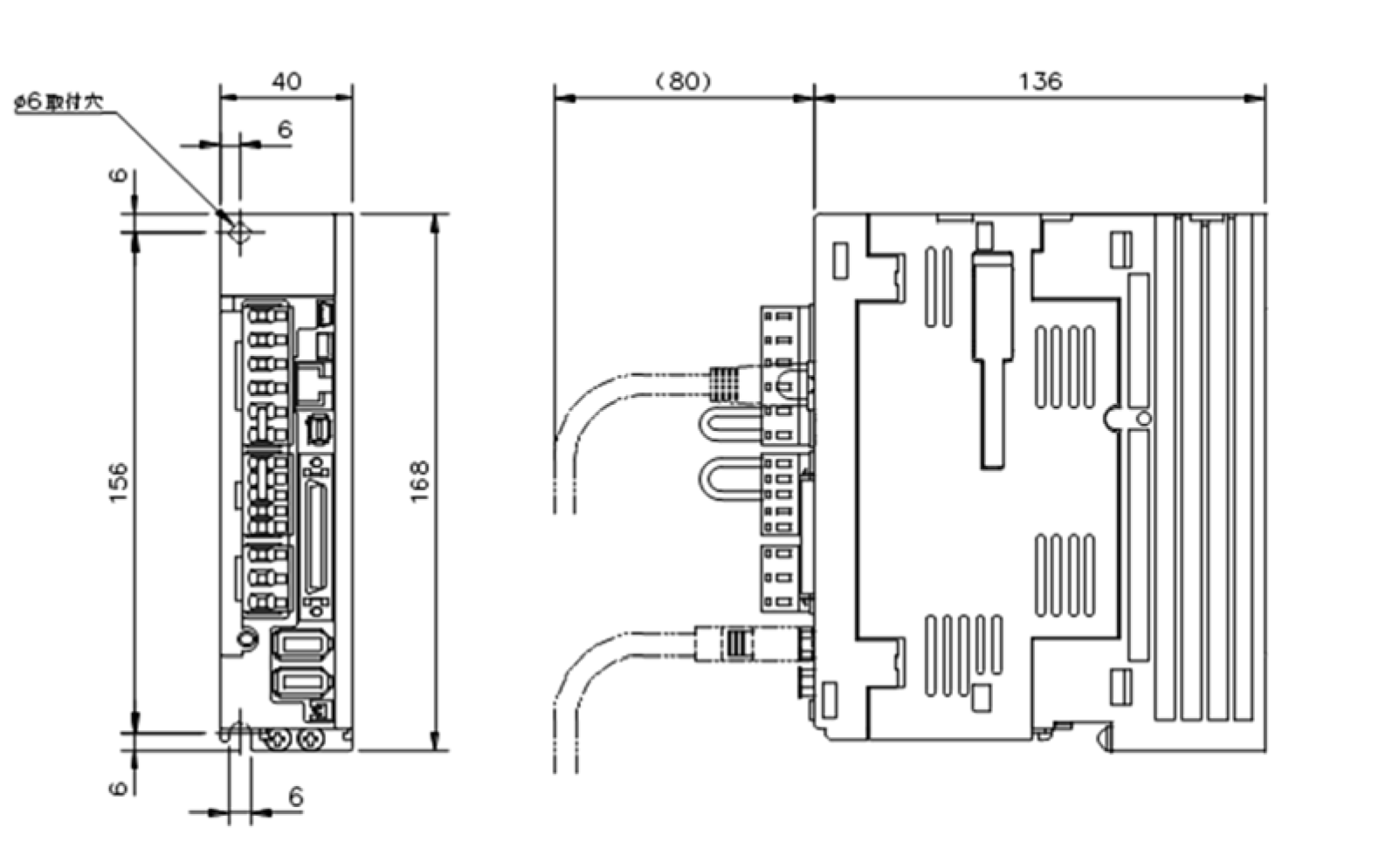 【 付属サーボアンプ寸法図】 Ｍ Ｒ- Ｊ ４- ２０Ａ－ＲＪ （ ５０Ａ～１５０Ａ に付属）