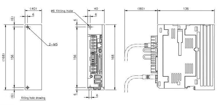 Equipped sevo-amplifier dimensions