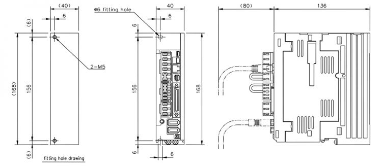 Equipped sevo-amplifier dimensions