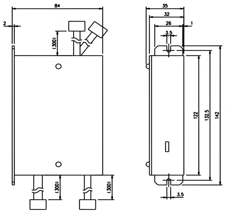 Equipped sevo-amplifier dimensions