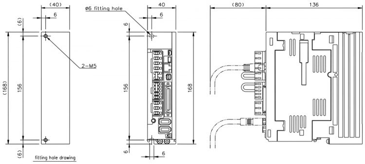 Attachment servo amplifier dimensional drawing