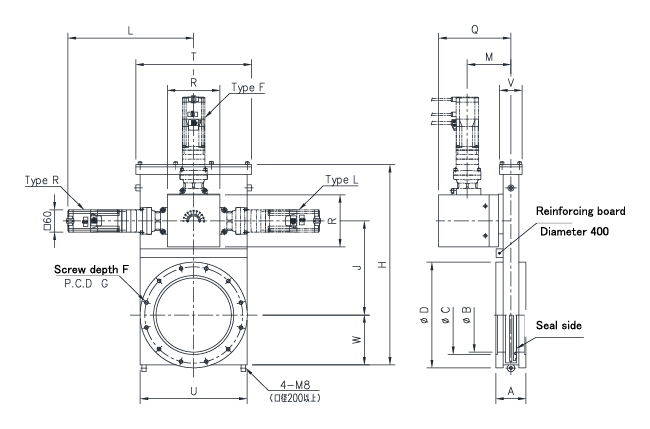 Dimensions of MEX-ISO-LD-AZBr Series