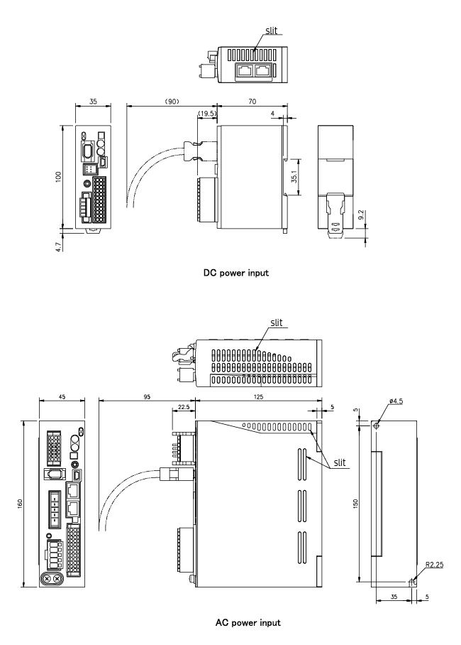 Attached driver dimensional drawing